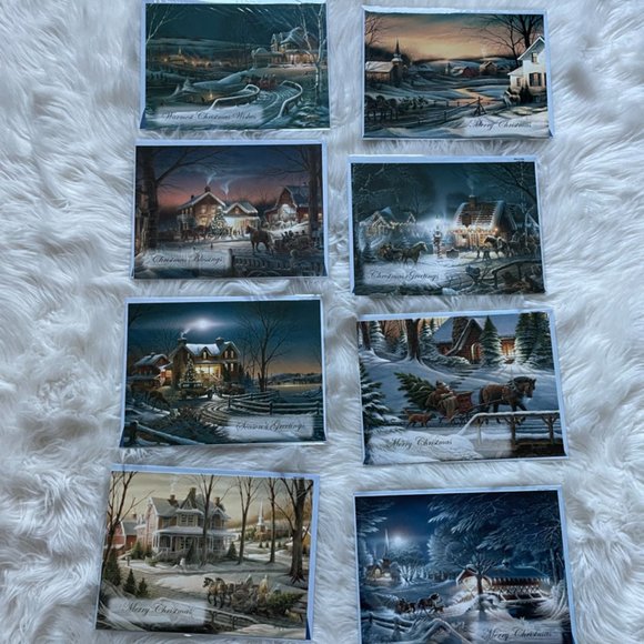 8 Holiday cards set individually sealed in plastic with matching print envelope - Picture 1 of 12
